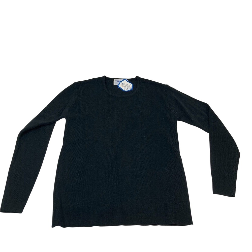 Deans Of Scotland Black Ribbed Crew Neck‎ Long Sleeve Sweater Knit Top XL